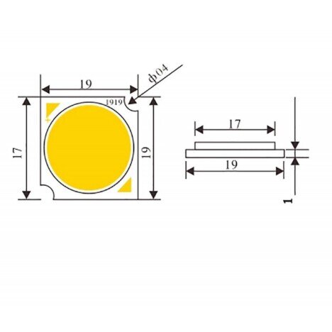 LED COB 19MM , PUTERE 50W